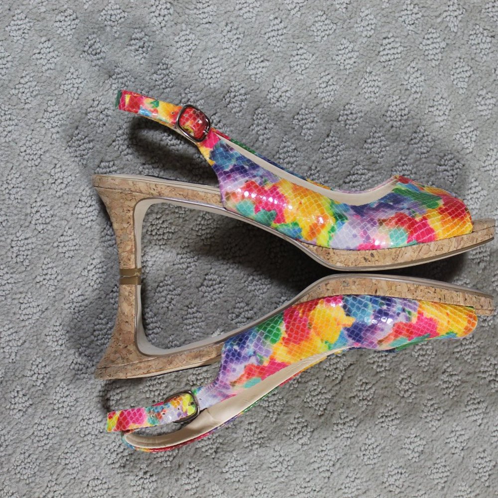 Alex Marie Size 7.5 Tie Dye Snakeskin 2.5" Heels - Picture 4 of 6